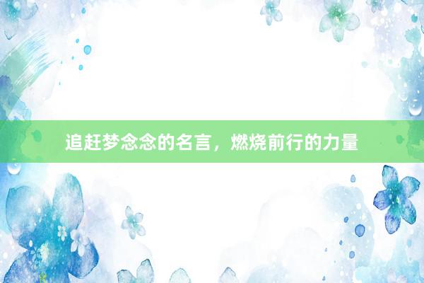 追赶梦念念的名言，燃烧前行的力量